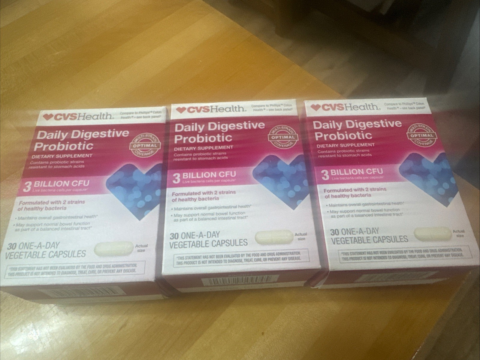 CVS Health Daily Digestive Probiotic 3 billion CFU 30 Count Each Lot of 3