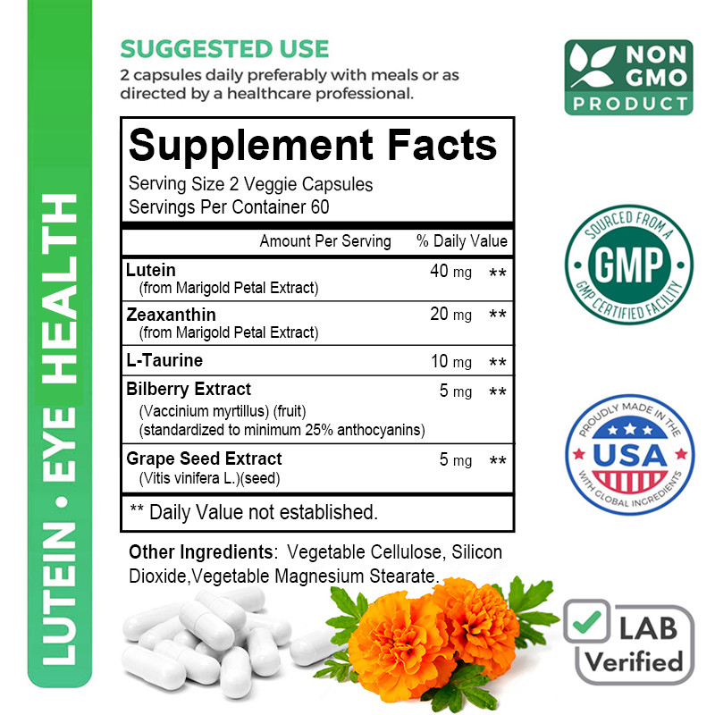 Lutein With Zeaxanthin – Reliev Eye Fatigue, Healthy Macula 30/60/120 Capsules