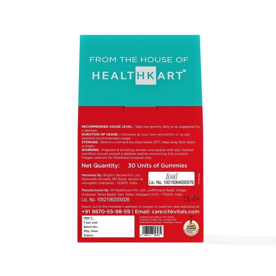HK Vitals Hair Strength Gummies – Strawberry Flavor, Reduces Hairfall h186