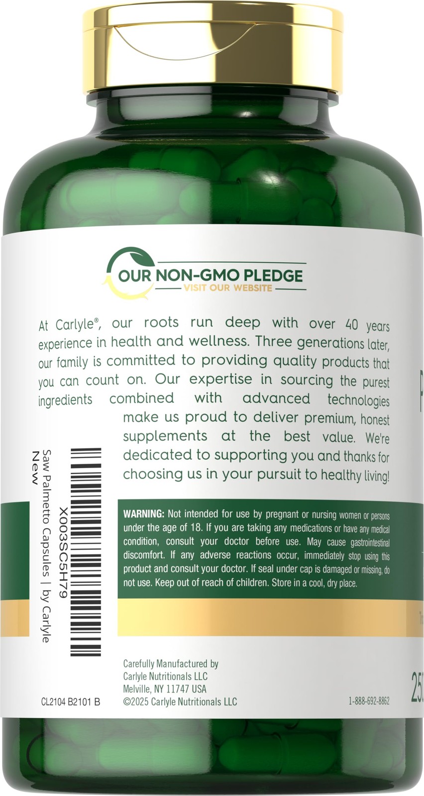 Carlyle Saw Palmetto for Men and Women | 250 Capsules | 250 Count (Pack of 1)