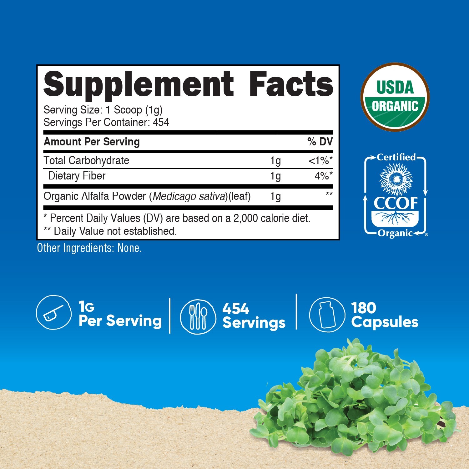 Nutricost Organic Alfalfa Powder 1LB – USDA Certified 100% Organic, Vegetarian