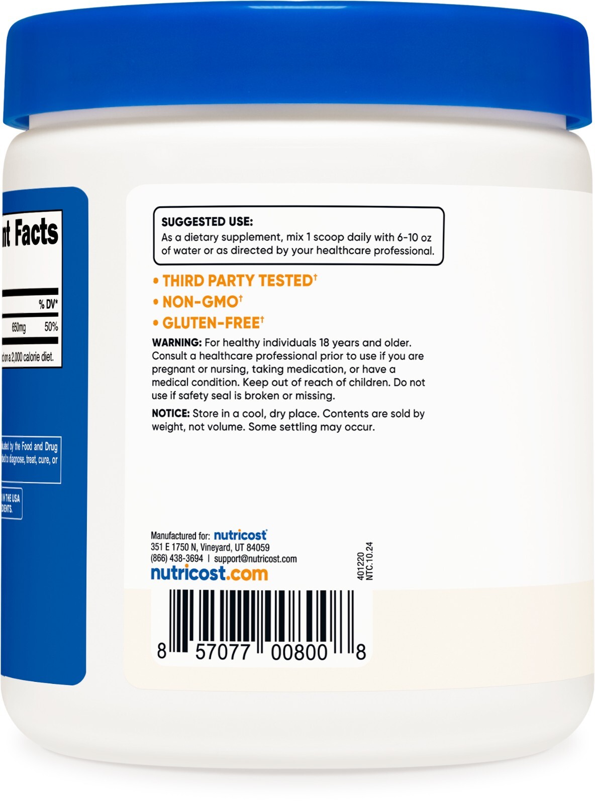 Nutricost Calcium Carbonate Powder 500 Grams – Non-GMO, Gluten Free