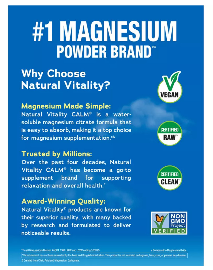 Natural Vitality Calm Magnesium Citrate Drink Mix Powder Orange 16oz 07/2028