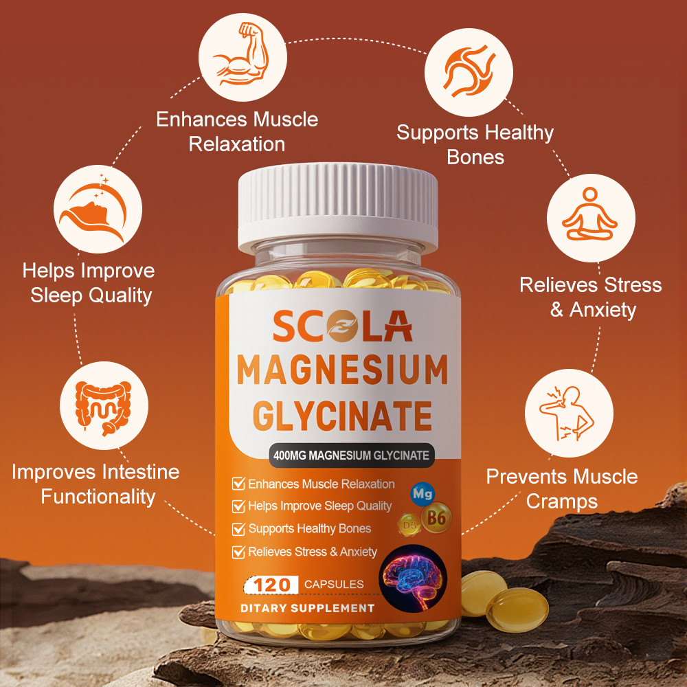 Magnesium Glycinate 400mg 120 Softgels High Absorption Supplement Vegetarian