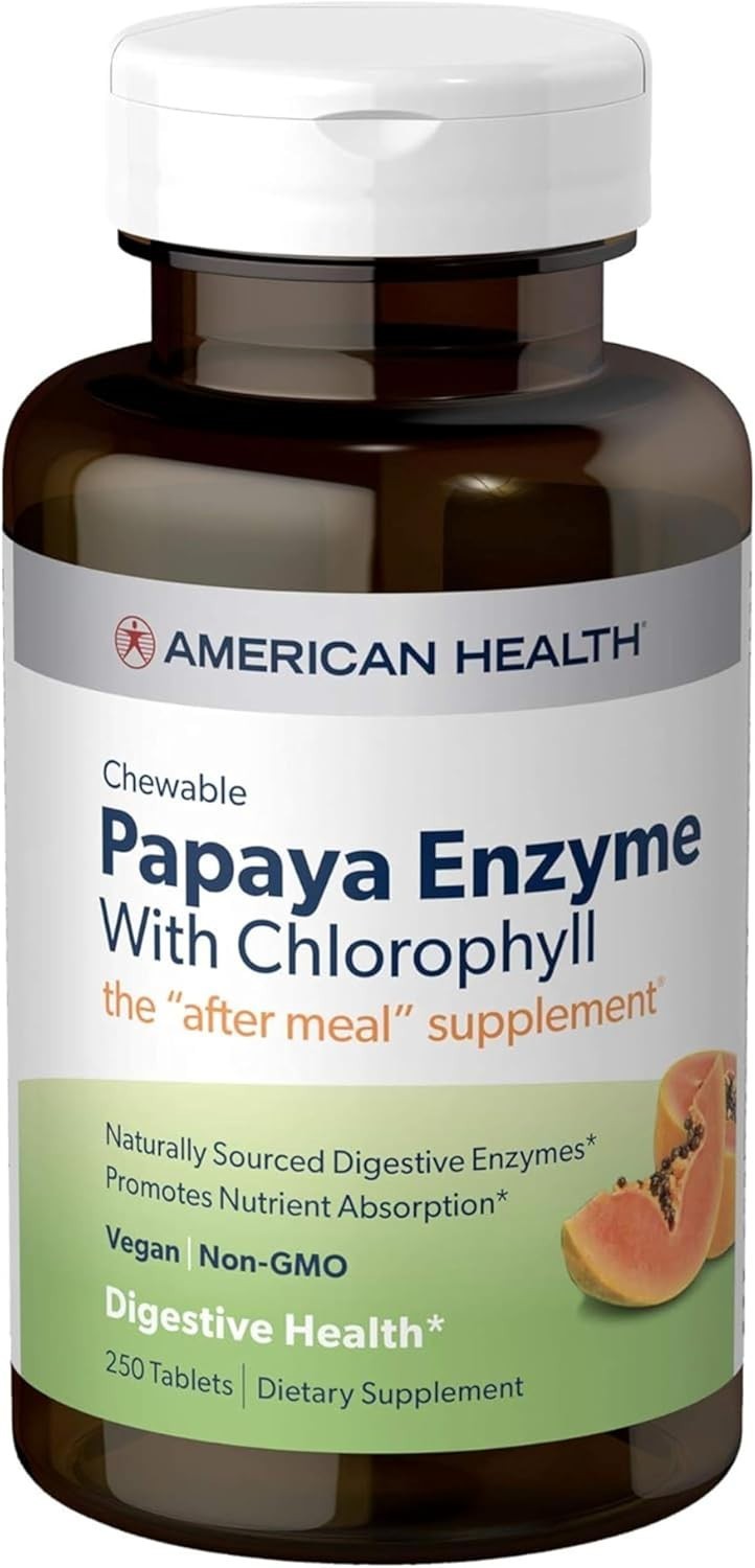 Natural Papaya Enzyme & Chlorophyll, 250 Chewable Tablets for Digestive Support