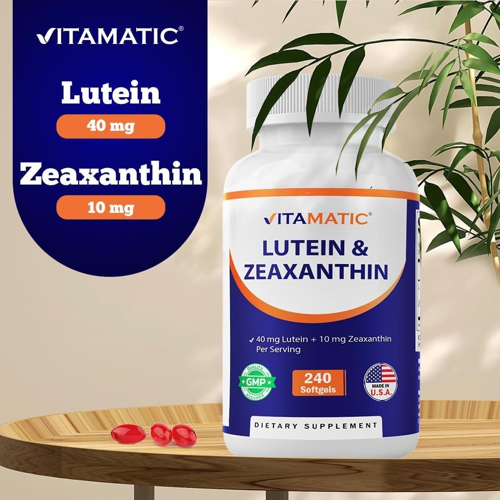 Effective Lutein 40mg & Zeaxanthin 10mg – 240 Softgels for Vision Care