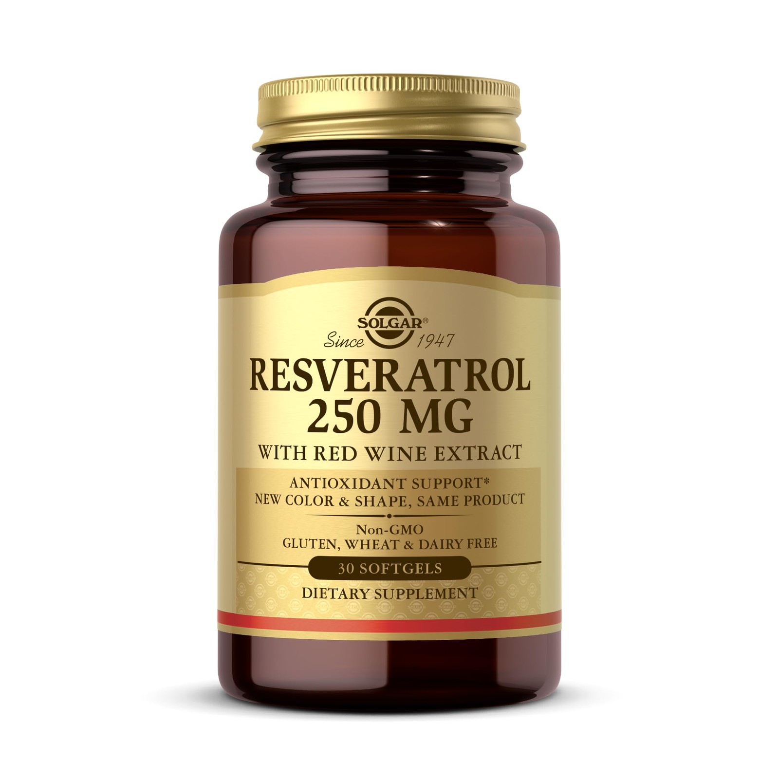 Solgar Resveratrol 250 mg with Red 30 Count (Pack of 1), Standard Packaging