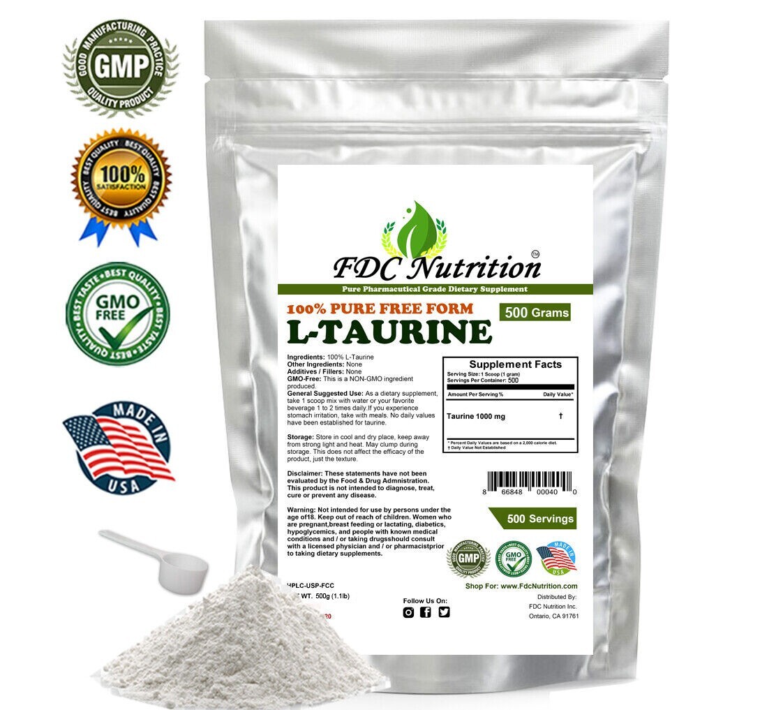 New 100% PURE L-TAURINE FREE-FORM AMINO ACID POWDER USP GRADE 500 Servings