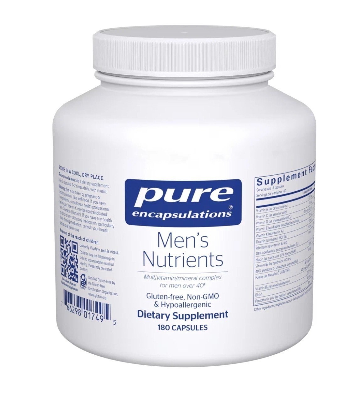 Pure Encapsulations Men’s Nutrients 180 Capsules EXP 10/2026
