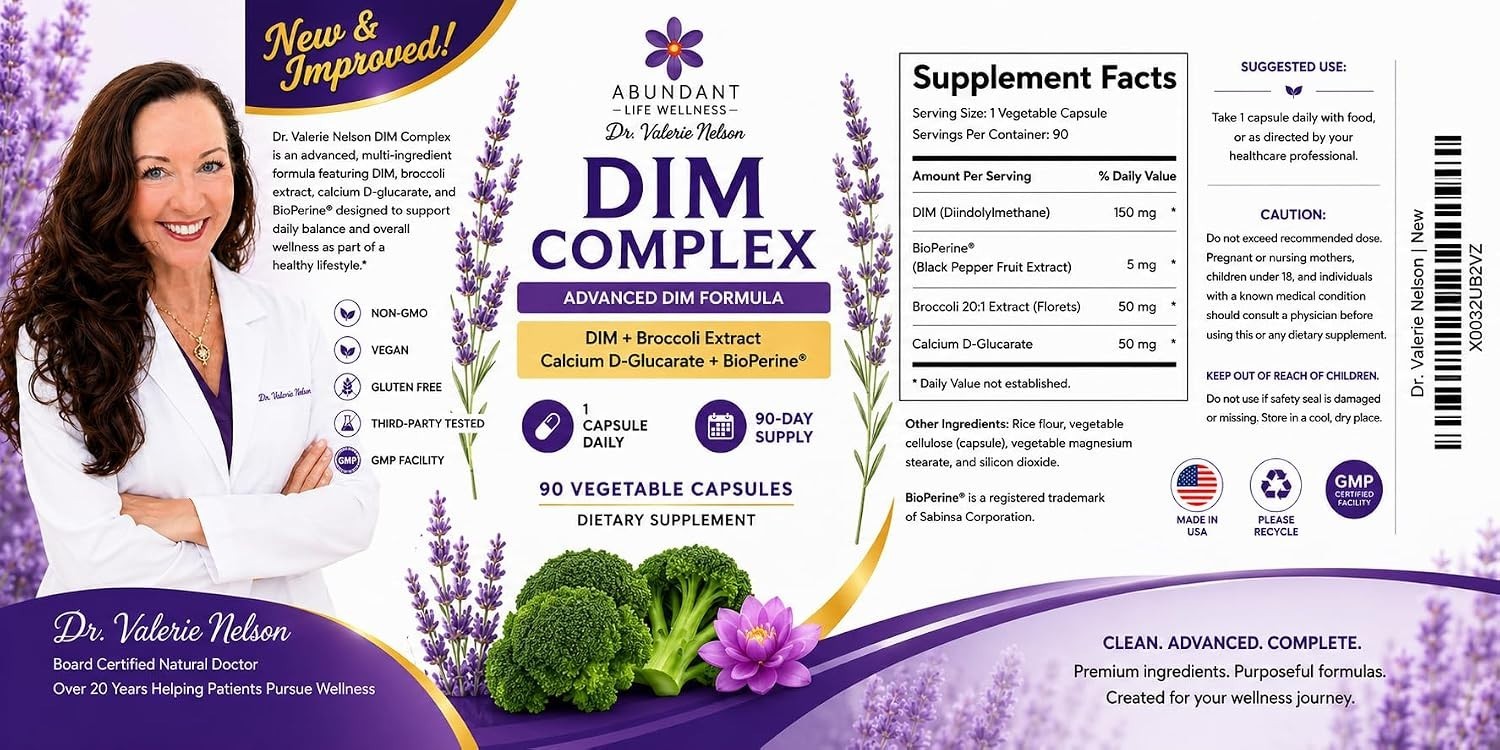 DIM 150mg 90 Capsules Calcium D-Glucarate Broccoli Estrogen & Hormone Balance