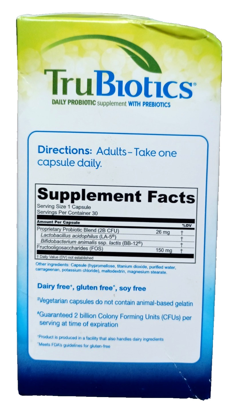 3~TruBiotics DIGESTIVE & IMMUNE HEALTH Daily Probiotic 30ea exp 09/27 NEW/SEALED
