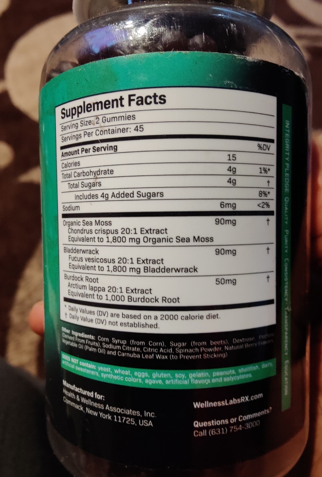 WELLNESS LABSRX Sea Moss Gummies, 4600mg Organic Seamoss, Irish Sea Moss