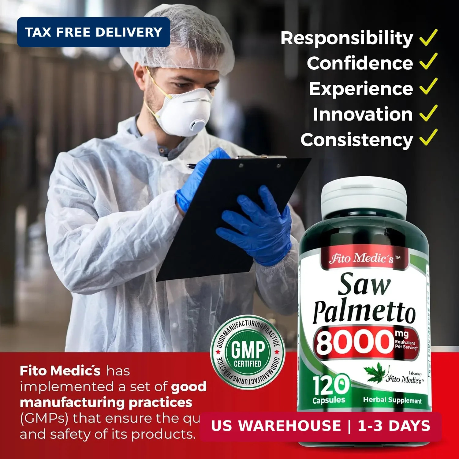 FITO MEDIC’S Labs Saw Palmetto Capsules 120 Count – Herbal Supplement for Men’s
