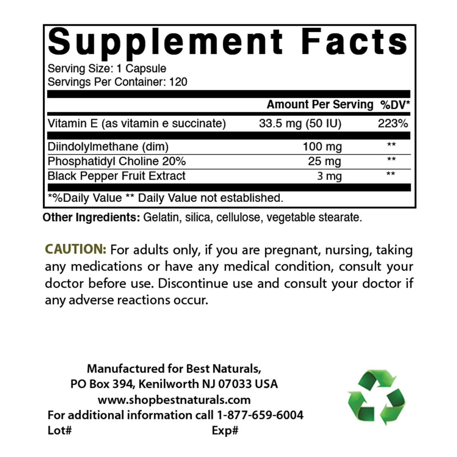 Best Naturals DIM-Complex 100 mg 120 Capsules