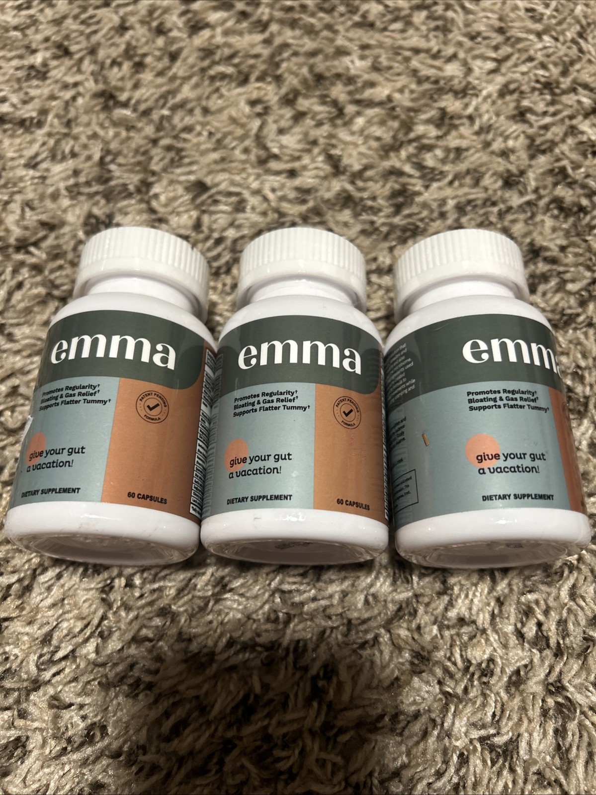 (3) Emma Gut Health Supplement 60 Caps Digestive Support, Bloat Relief 05/2027