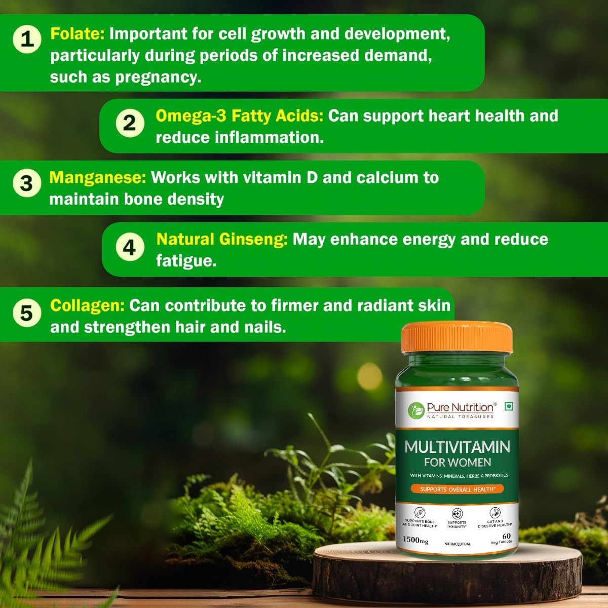 Pure Nutrition Multivitamin for Women 1500mg – 60 Veg Tablets