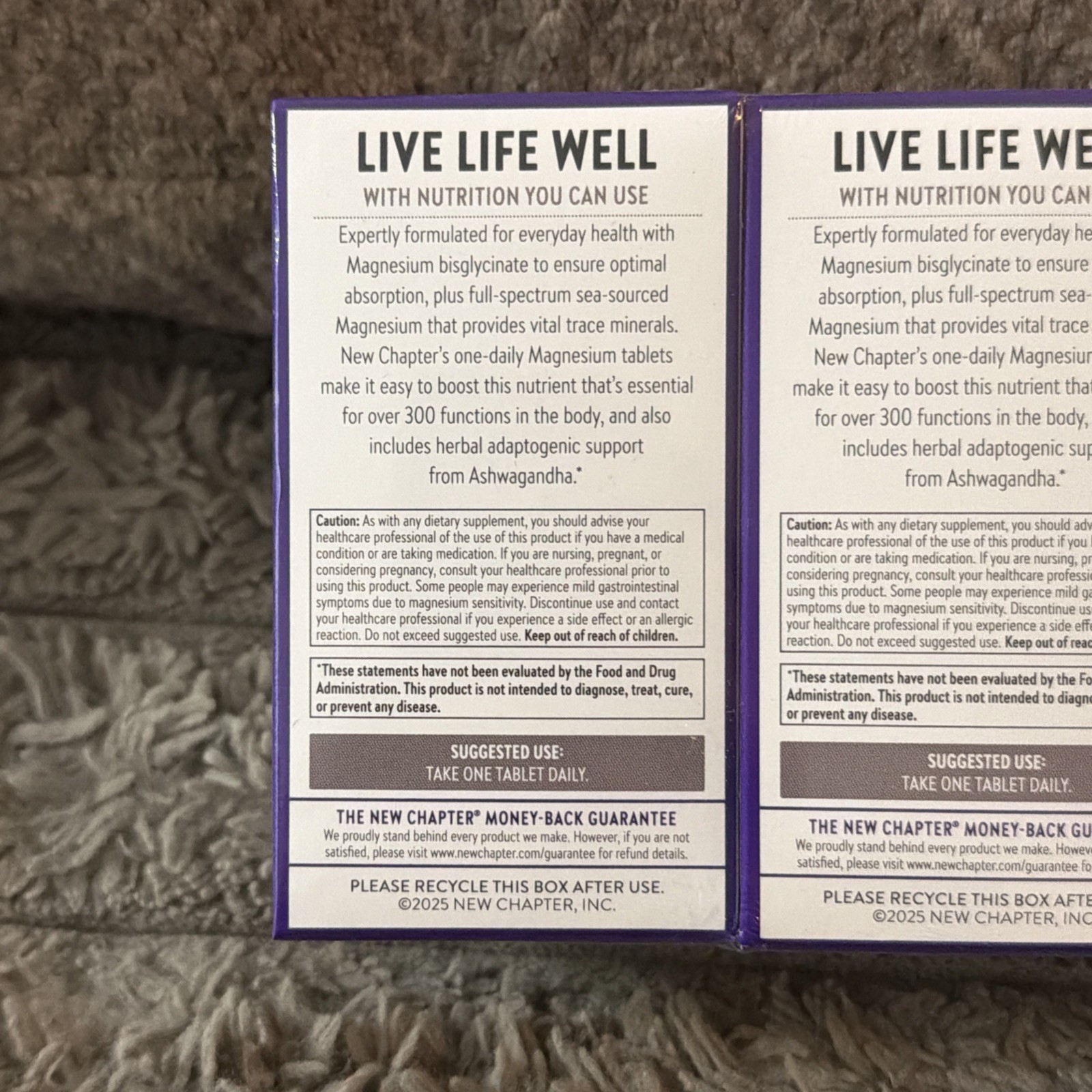 3 Boxes – New Chapter Magnesium Ashwagandha 30 tablets Each – Exp 09/27 Fresh!