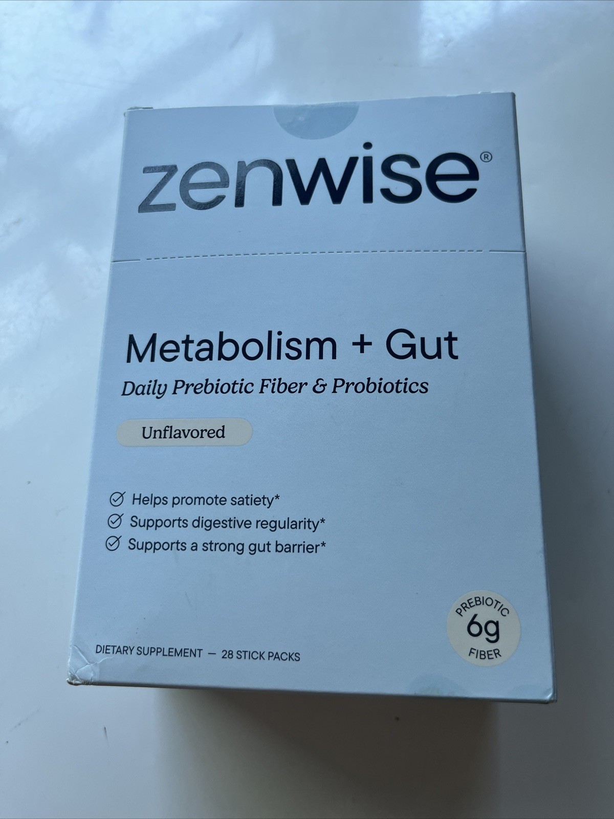 Zenwise Metabolism + Gut Daily Prebiotic Fiber & Probiotics 28 Stick Packs – New