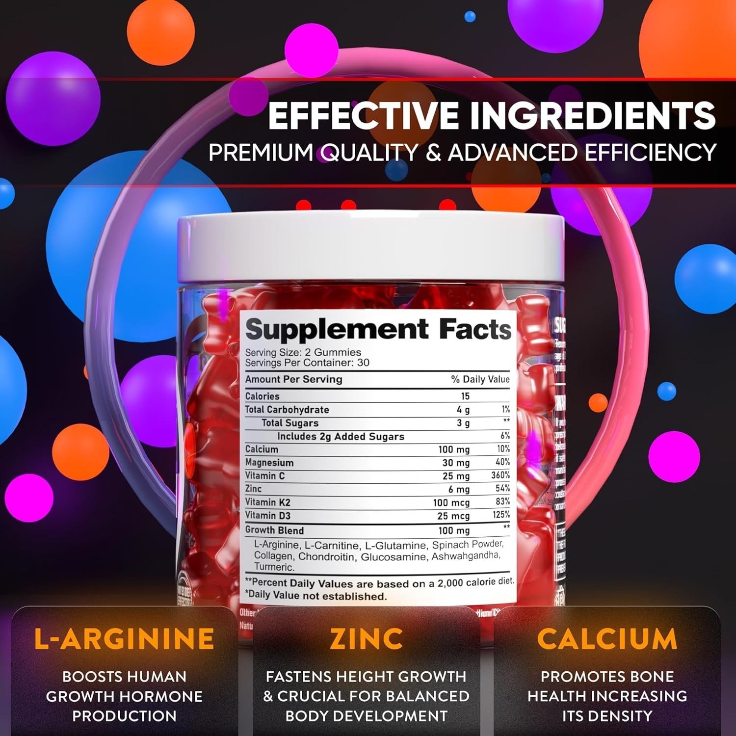 Height Growth Increase Gummies 120G Vitamins BIOTEQUELAB Tall Supplement Calcium
