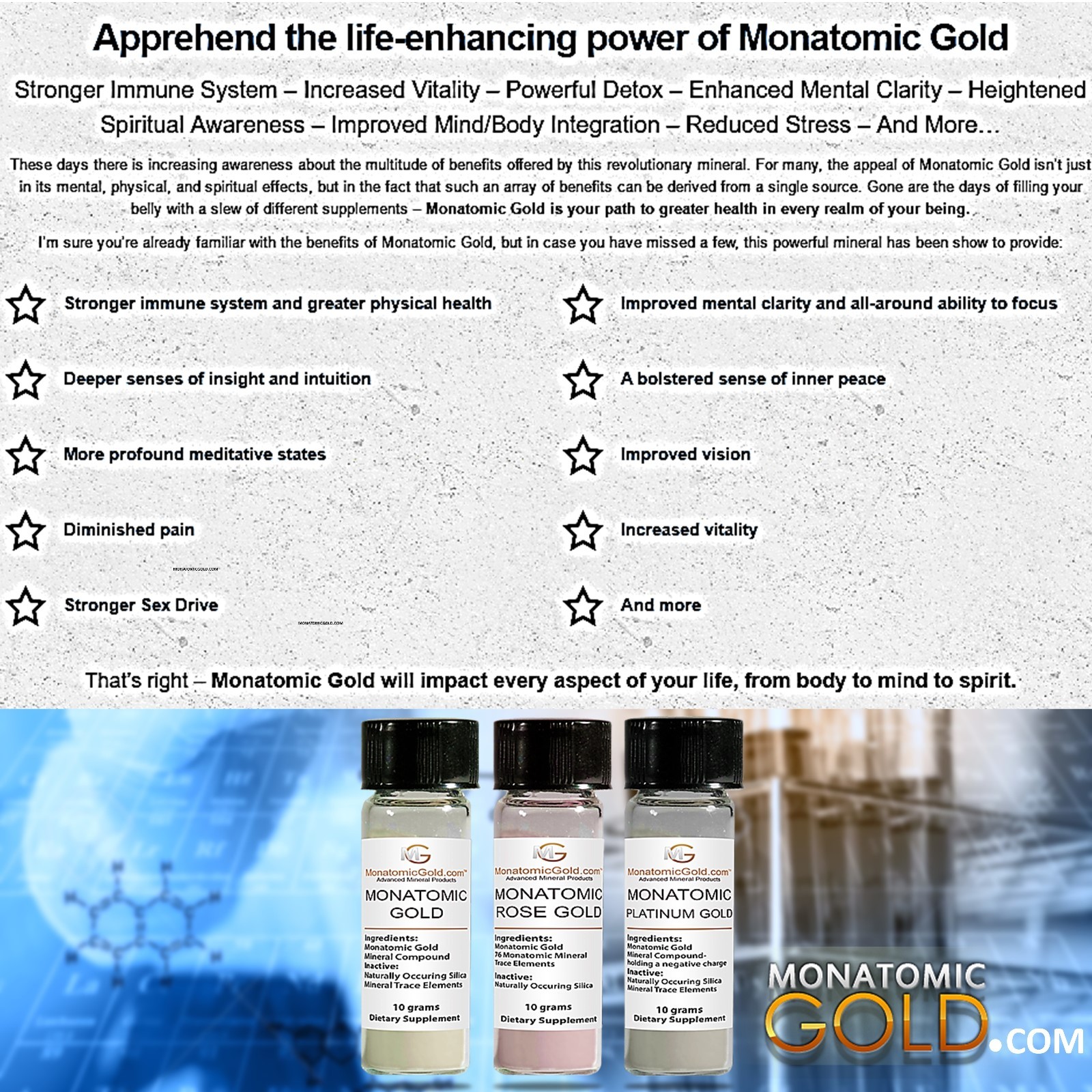 MONATOMIC GOLD *ORMUS* WHITE POWDER GOLD* 300mg Caps MONOATOMIC GOLD Andara M-5