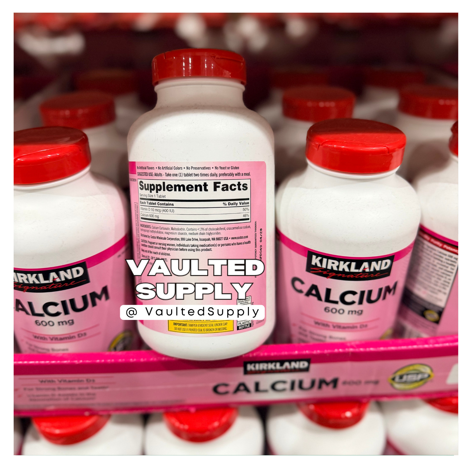 Kirkland Signature Calcium 600 mg with Vitamin D 500 / 1000 Tablet 1 or 2 Pack