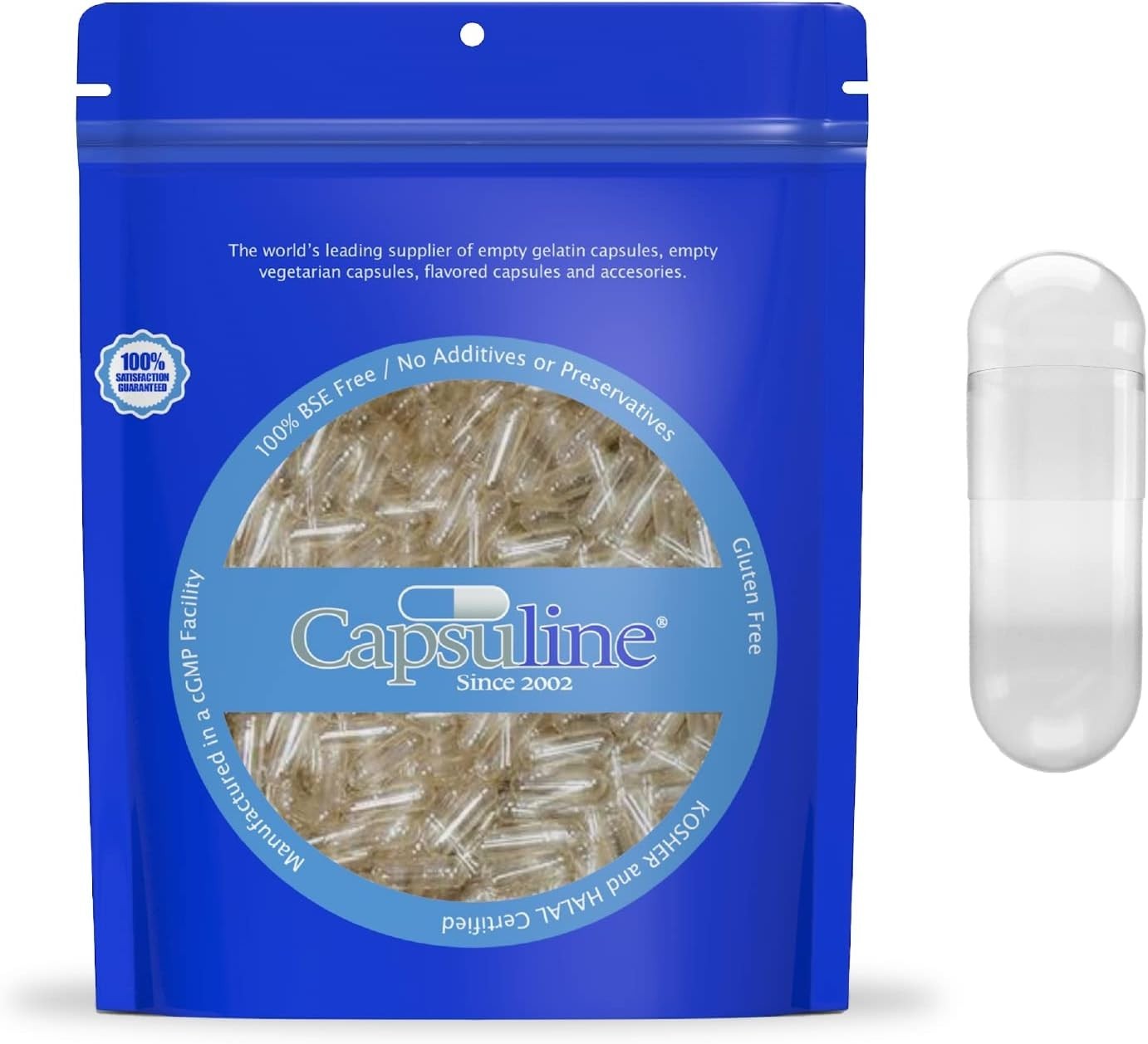 Size 000 Empty Gelatin Capsules Clear – 1000 Count | Gluten Free Kosher Non-