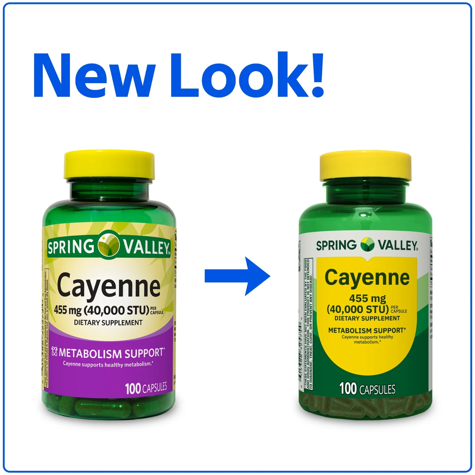 Spring Valley Cayenne Metabolism Support Supplement Capsules 455 mg 100 Count