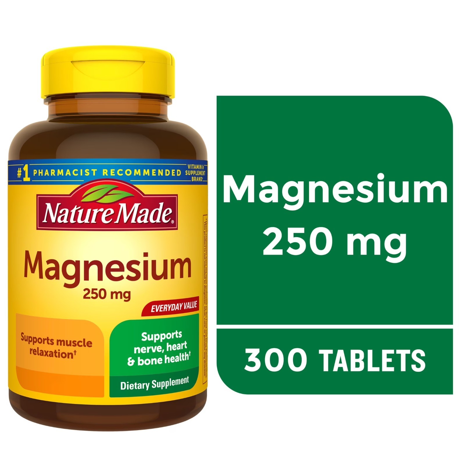 Nature Made Magnesium Oxide 250 mg Tablets,Supports Muscle Relaxation,300 Count.