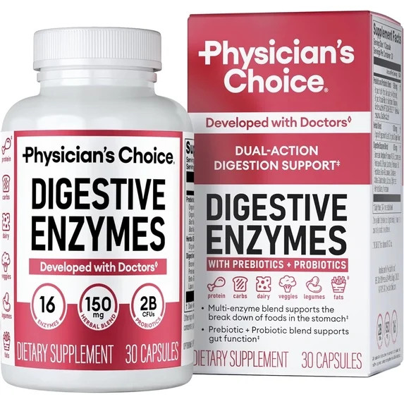 Physician’s Choice Digestive Enzyme Blend Prebiotics + Probiotics 60 Capsules