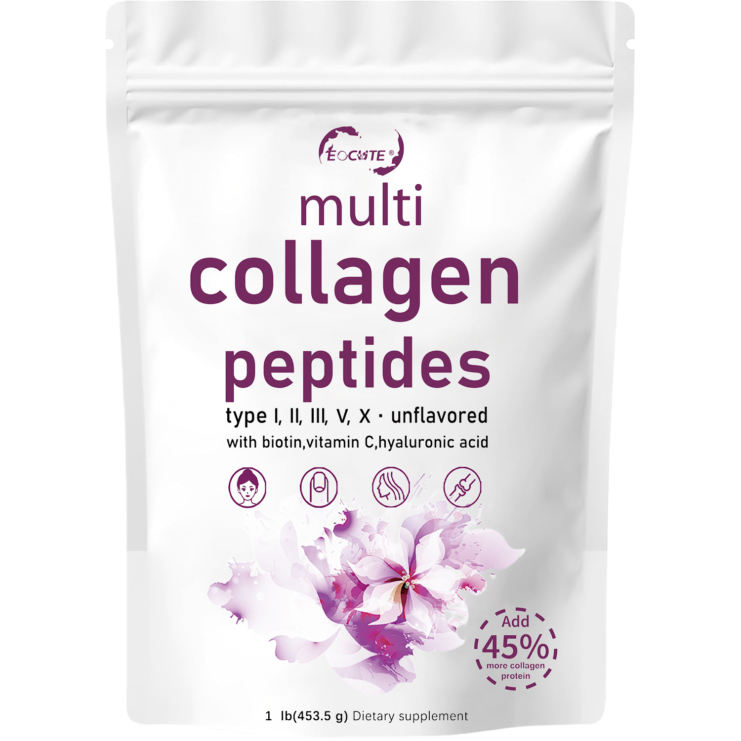 Multi Collagen Peptides Powder-Hydrolyzed Protein Peptides (Type l,l,ll,v,X) US