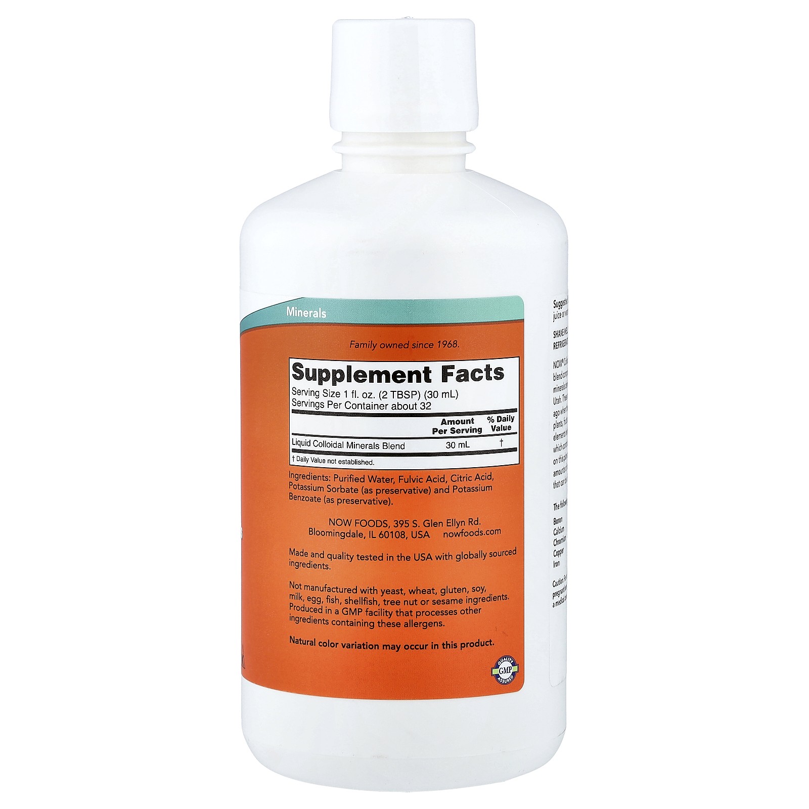 Now Foods Colloidal Minerals 32 fl oz 946 ml GMP Quality Assured, Vegan,