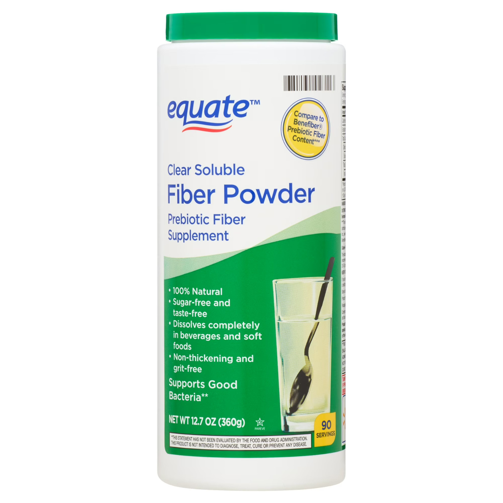 Equate Clear Soluble Fiber Powder Digestive Health Support 12.3 oz