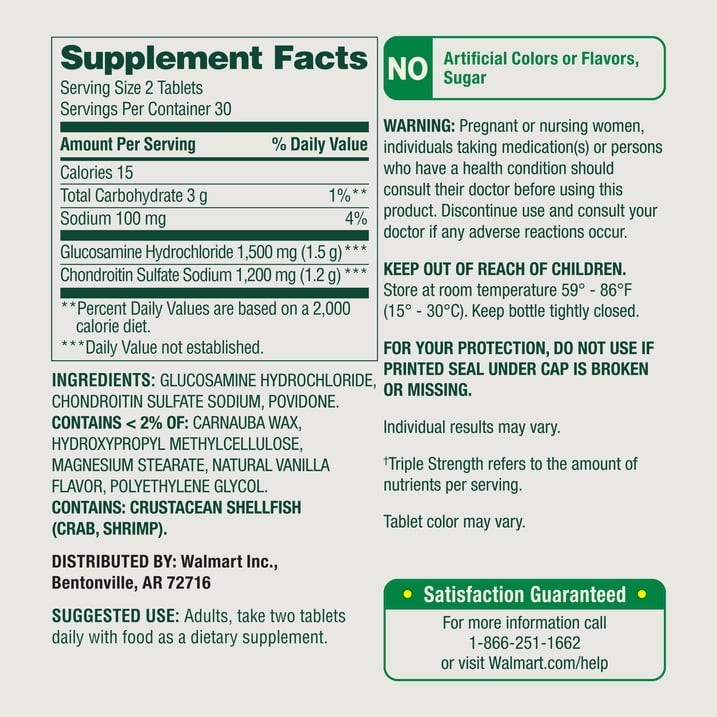 Spring Valley 3X Glucosamine Chondroitin for Joint Health Tablets, 60 Count