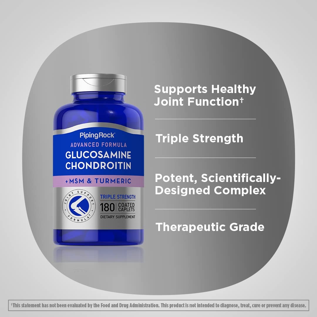 Piping Rock Glucosamine Chondroitin MSM Turmeric | 180 180 Count (Pack of 1)