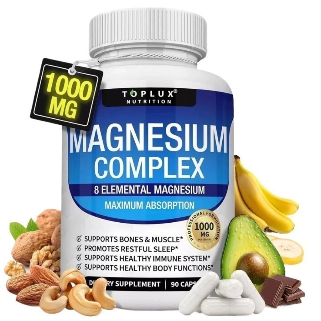 1Packs Toplux Nutrition Magnesium Complex 1000mg Supports 8 Elemental Magnesium