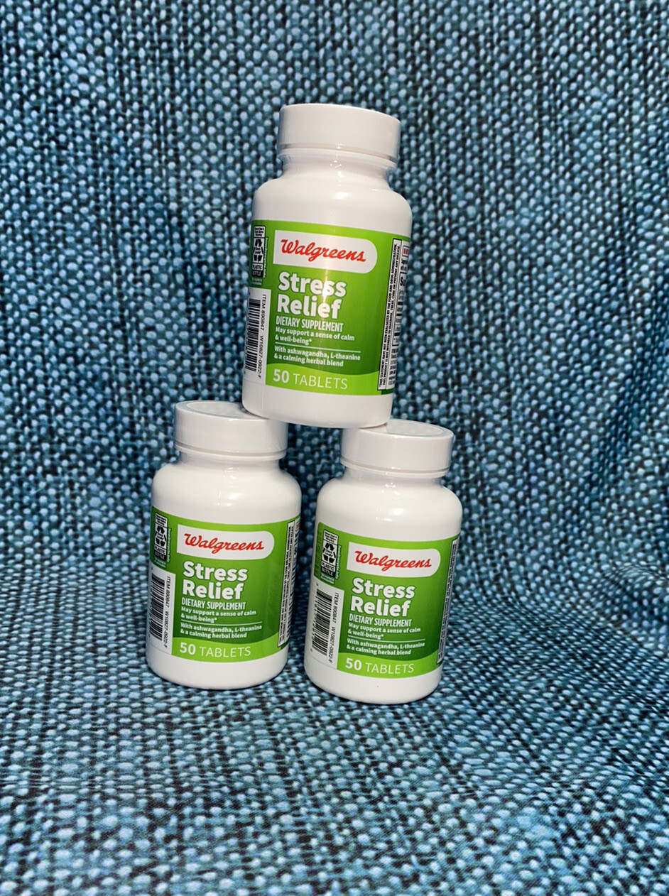 WALGREENS STRESS RELIEF 50 Tablets Each X3 Ships Fast