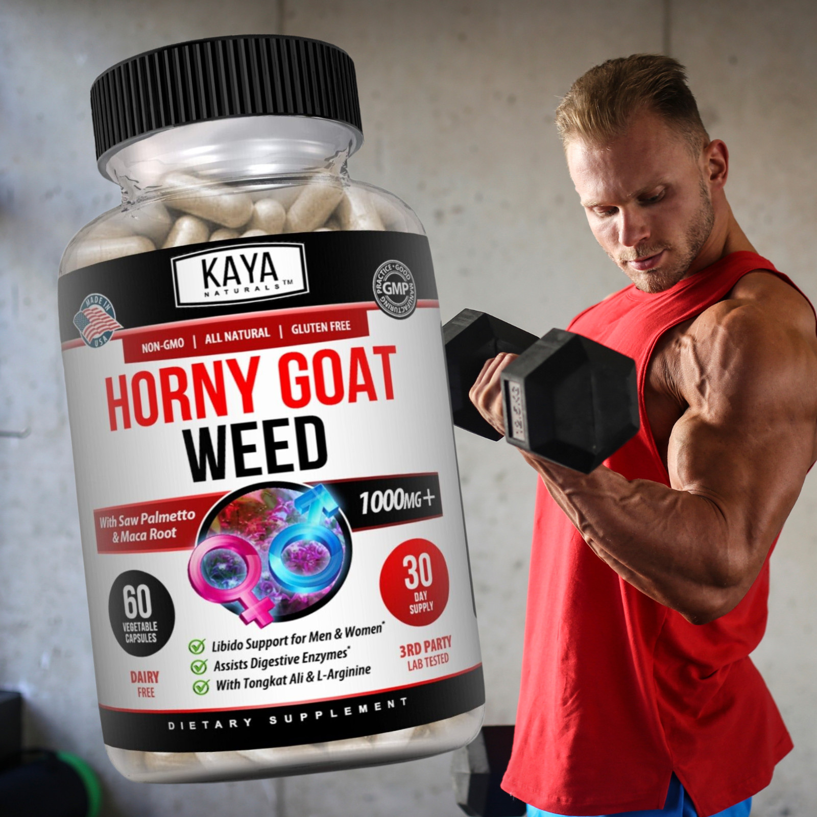 Horny Goat Weed for Men & Women-with Maca, Saw Palmetto, Ginseng, L-Arginine