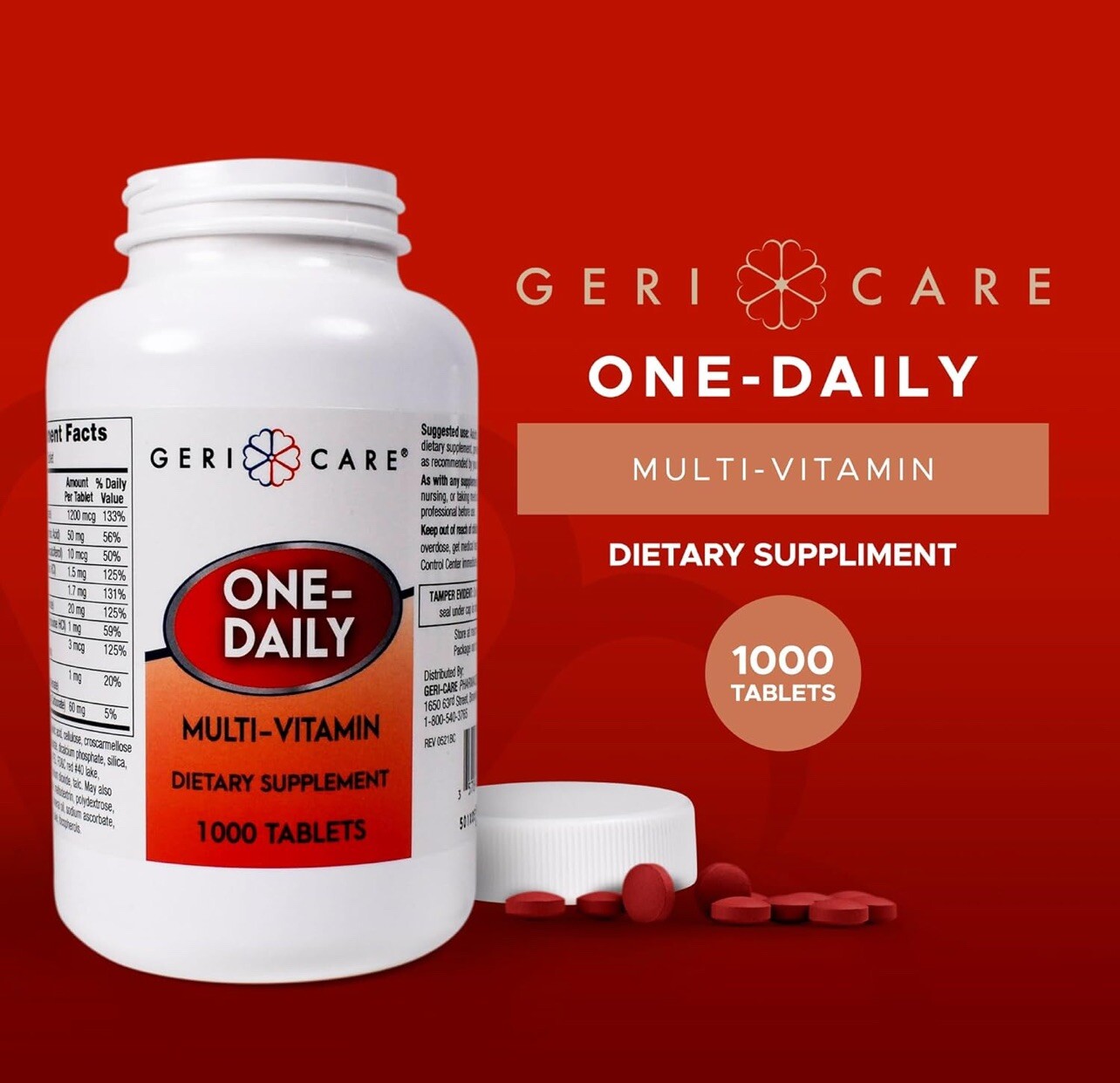 GERICARE 1000ct Easy Swallow Tabs One Daily Multivitamin