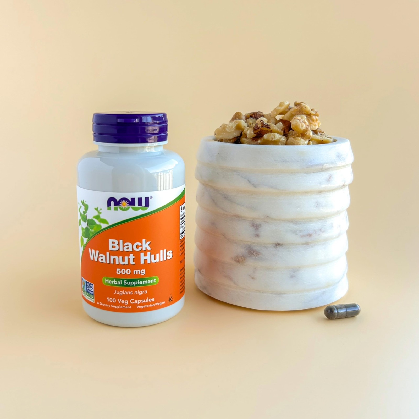 NOW Foods Supplements, Black Walnut Hulls 100 Count (Pack of 1), Dark Brown