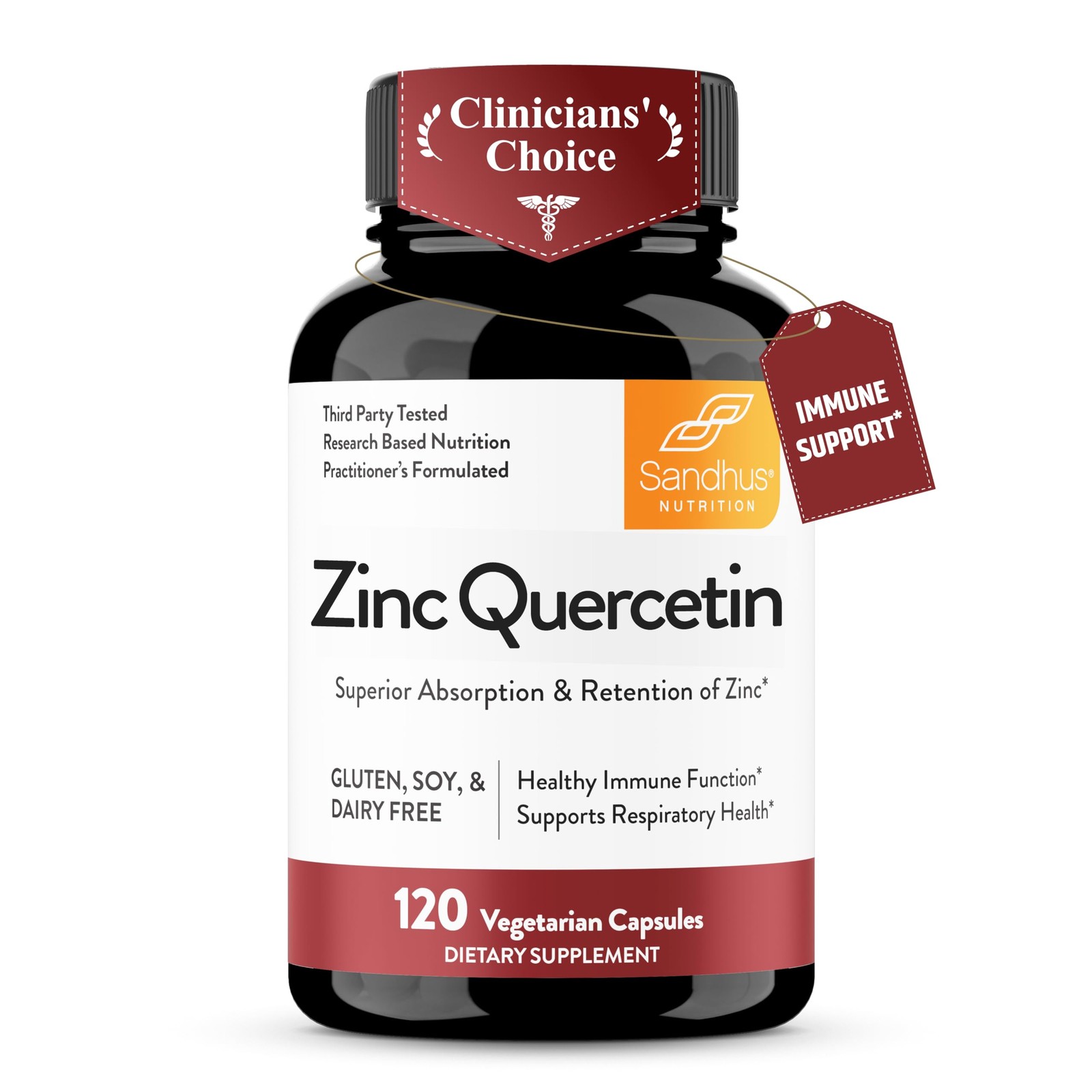 Sandhu’s Zinc Quercetin 120 Vegetarian Capsules (Pack 120 Count of 1)