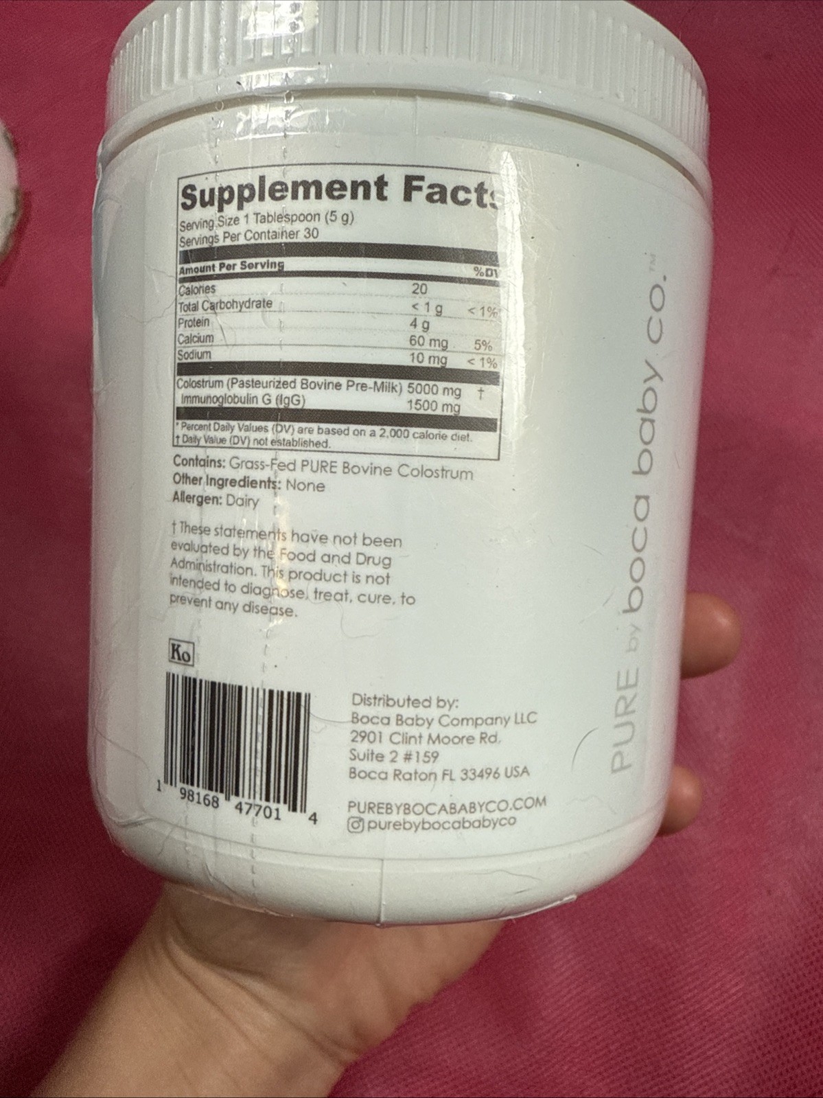 PURE by Boca Baby COLOSTRUM 5.29 Oz BB – Brand New Sealed – Expires in 2027 U2