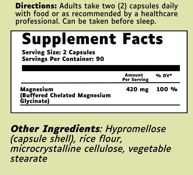 2 Pack Magnesium Glycinate 420mg, 100% RDA, High Absorption, Elevated Nutrition