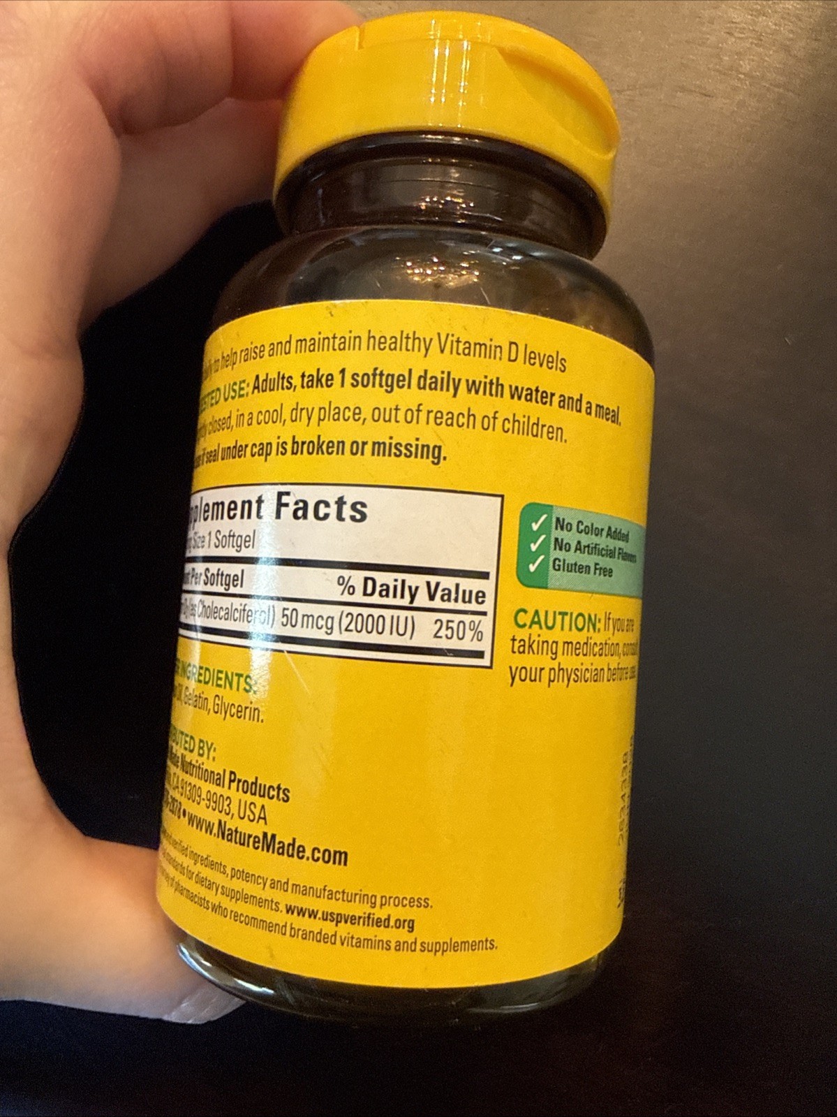Nature Made D3 2000 IU (50 mcg) 250 Softgels Expies 06/2028