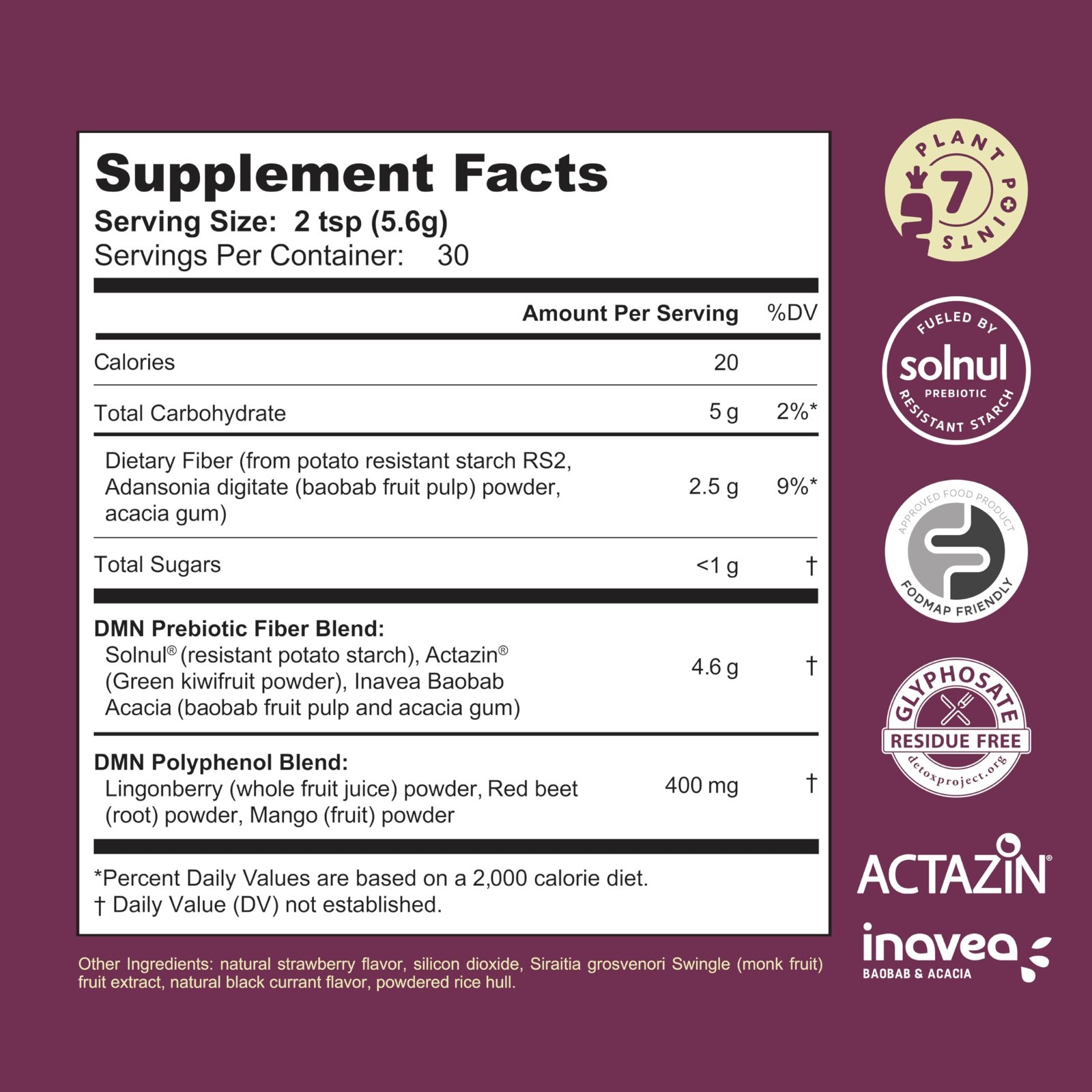 Prebiotic Fiber Powder, Resistant Starch & Polyphenols, Gut Health Support, 6 Oz