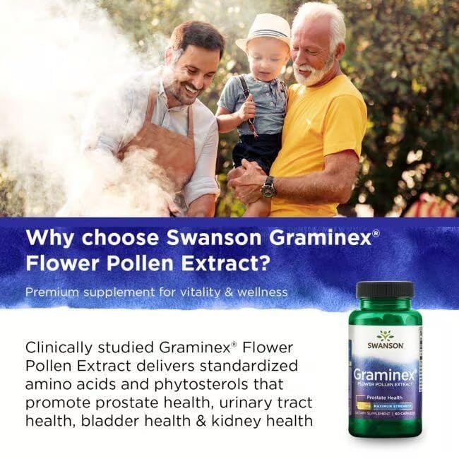 Swanson Maximum Strength Graminex Flower Pollen Extract 60 Count (Pack of 3)