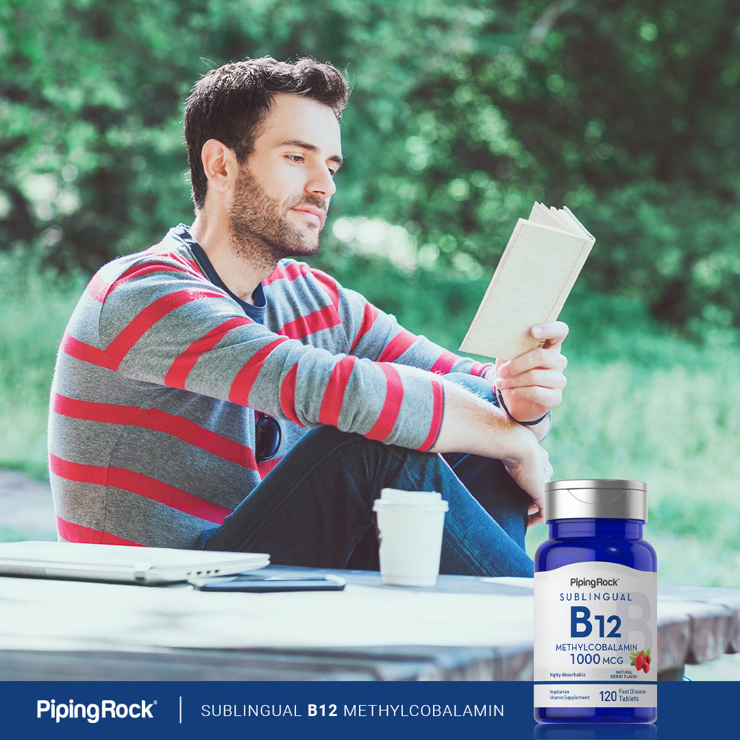 Vitamin B12 Sublingual | 1000 mcg | 120 Tablets | Non-GMO | by Piping Rock