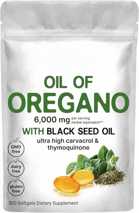 Oil of Oregano 6000mg Softgels with Black Seed Oil Carvacrol Antioxidant 300ct