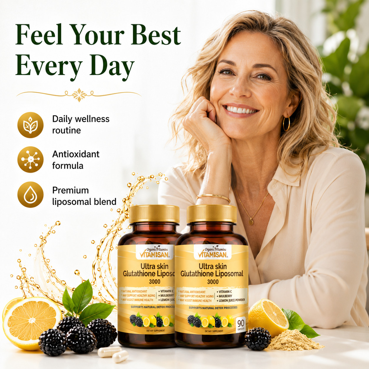 Liposomal Glutathione organic Vitamins 3000mg – 90 Capsules Ultra Master Liver D