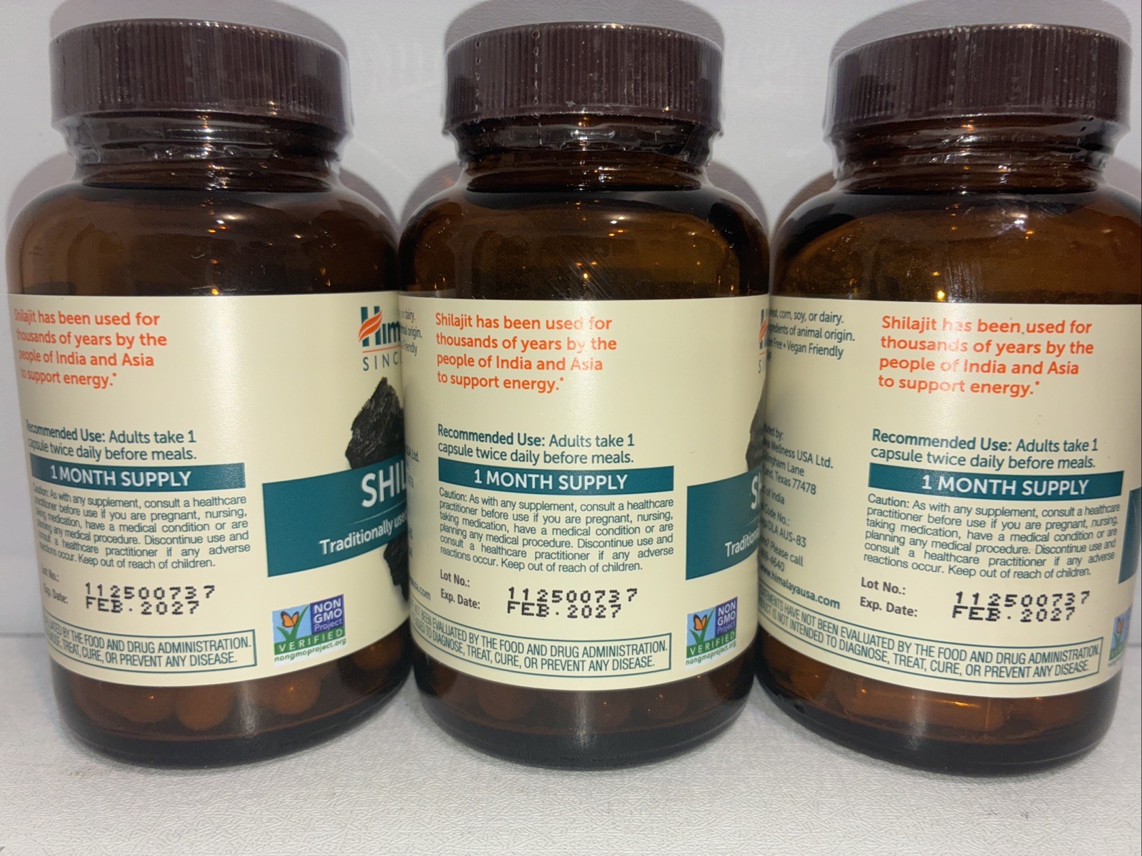 Lot Of 3-Himalaya Herbals Shilajit /60 VegCaps Each / Exp 02/2027