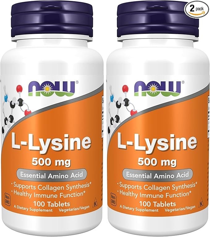 NOW Foods L-Lysine Double Strength 1000mg Tablets – 100 Count (Pack of 2)
